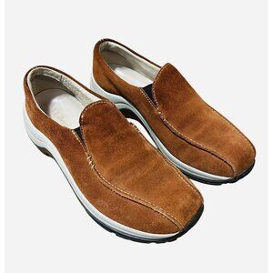 L.L. Bean Brown Suede Slip‎ On Comfort Work Hard Sole Shoes Women Size 10M